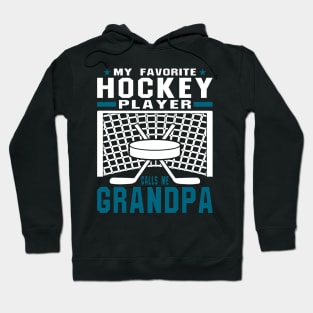 My Favorite Hockey Player Grandpa Blue White Text Hoodie